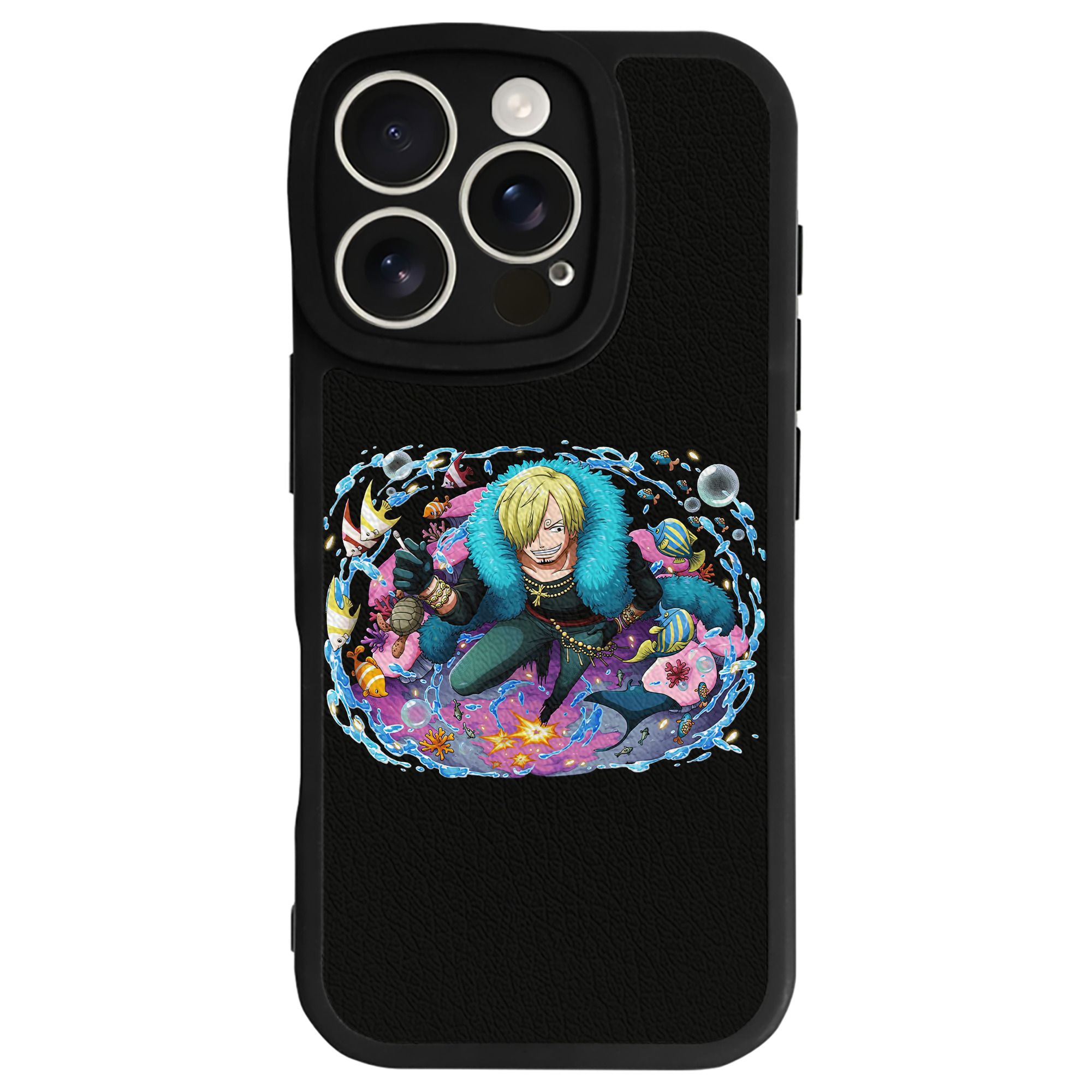 （画像用） ワンピース サンジ ONE PIECE Sanji 【iPhone 16シリーズ対応】シリコンスマホケース（レザー調） 材質：シリコン